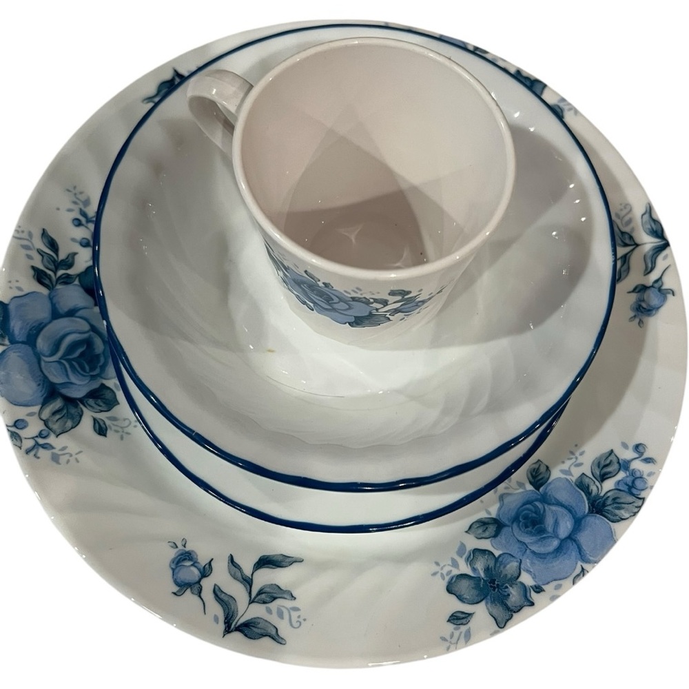 VINTAGE CORELLE BLUE VELVET (BLUE ROSE) - Picture 9 of 16